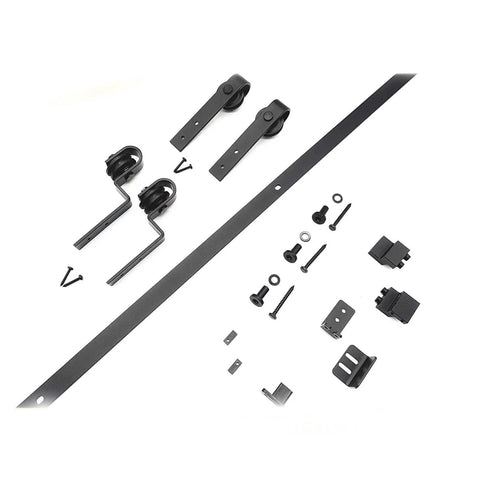 Beefy Heavy Duty Sliding Barn Door Kit For Double Cabinets With Bypass Hardware Smooth Quiet Steel Track And Pulleys Matte Black Finish