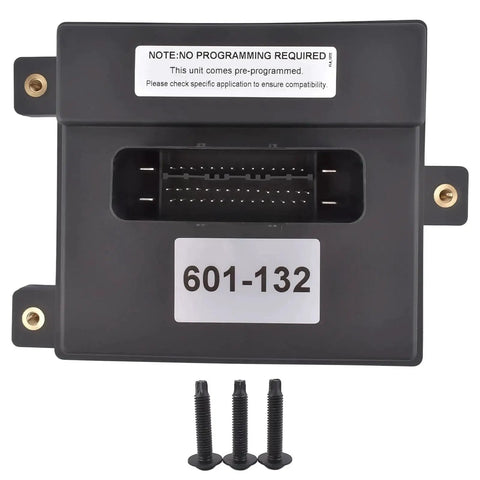 Fuel Pump Control Module Direct Fit Replacement For Cadillac Escalade GMC Sierra Chevy Silverado Suburban 1500 2007 2008 2009 Plug And Play OE Style Part With OEM Numbers 20850907 601132 13501024 front view showing connectors and label