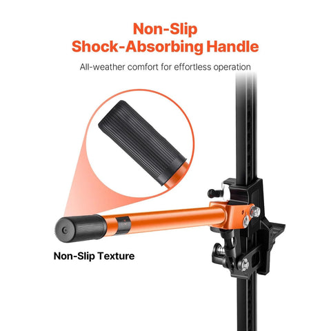 Close-up of 60 Inch Ratcheting Farm Jack 7000 Lb Capacity for Tractor Truck SUV Orange with non-slip handle