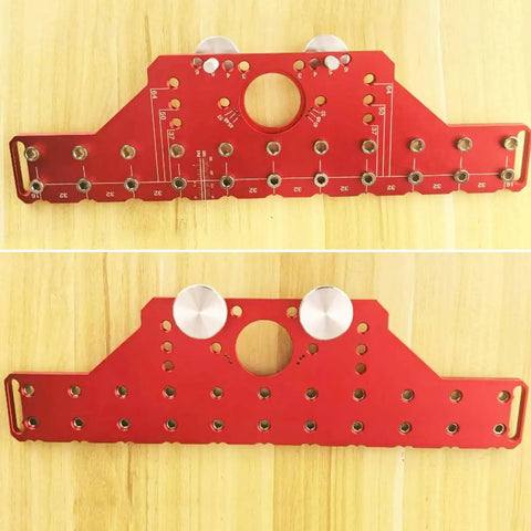 No Fuss 2 In 1 Shelf Pin And Hinge Jig With 35mm Hole Drill Bits, All Metal Self Contained Cabinet Hardware Tool, Red