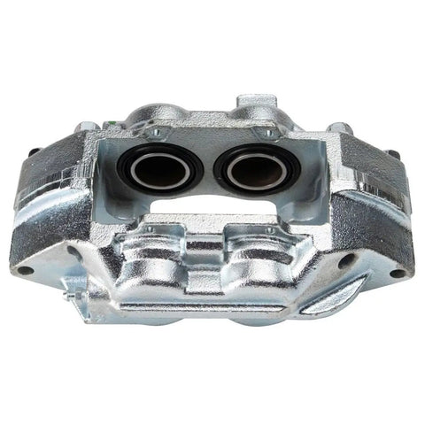 Front view of ZZfelixH brake caliper set, rear left and right, silver metal, for Chevy/GMC Sierra 2500HD/3500HD 2011–2019