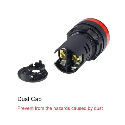 Two Pack Red And Green LED Indicator Lights AC/DC 110V 22mm Panel Mount with open dust cap to prevent hazards for electrical control panels