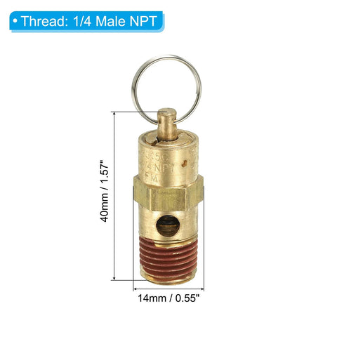 PATIKIL brass 1/4 in. male NPT safety valve with key ring for air compressor use