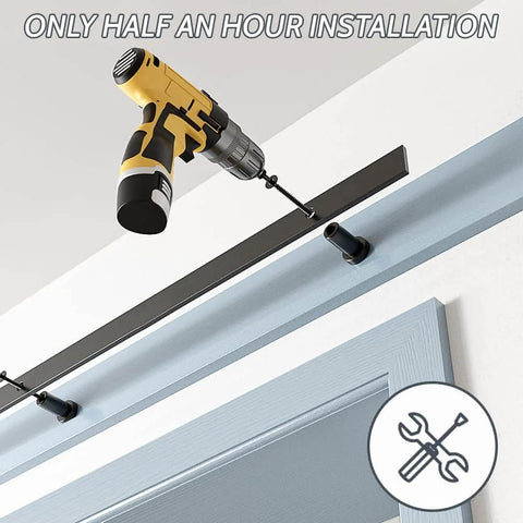 Lite Version Black 6.6 Foot Barn Door Hardware Kit With Sliding Track System, Smooth Quiet Operation, No Fuss Install