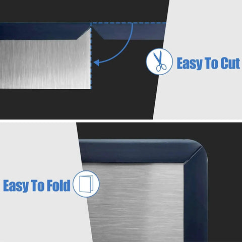 Self Adhesive U Channel Edge Trim Made From EPDM Rubber, 1/16 Inch, Black, demonstrating easy cutting and folding on sheet metal.