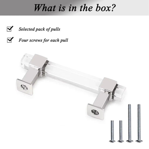 10 Pack 5 Inch Center To Center Adjustable Cabinet Handles with Square Acrylic Tube and Zinc Alloy Base, Polished Chrome Finish