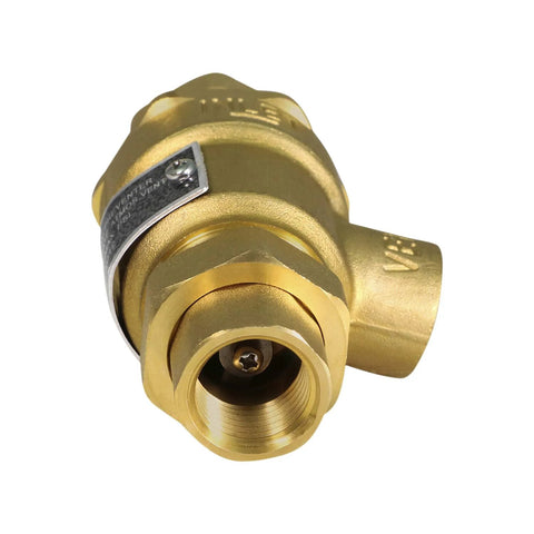 Brass backflow preventer valve for hydronic heating with 1/2 in FIP connections