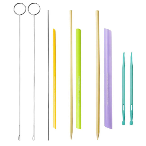 10 Piece Tube Turner Sewing Tool Set For Fabric Turning With Assorted Sizes Three Sixteenths Of An Inch Three Eighths Of An Inch And One Half Inch Cylinders Pro Grade DIY Sewing Tools For Tubes Straps And Precise Edge Turning displayed