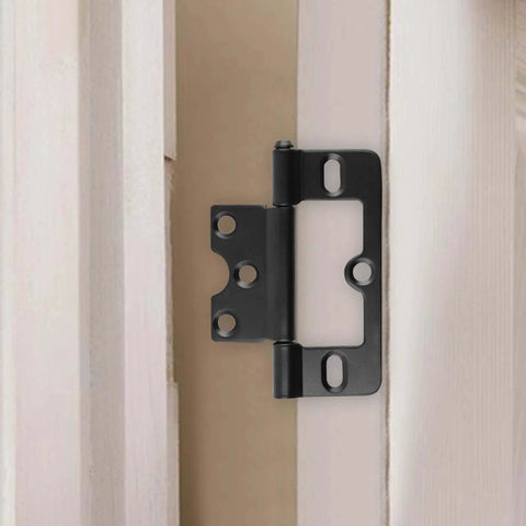 3 Inch Non Mortise Iron Door Hinges Heavy Duty Black Finish installed on door frame