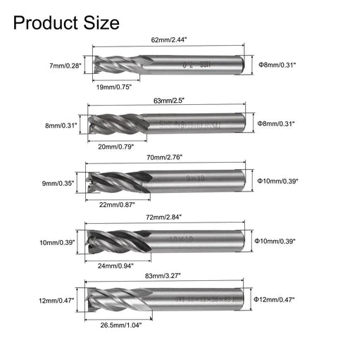 Carbide End Mills Set With 4 Flute Bits 2mm To 12mm Diameters For CNC Milling Aluminum And Steel Perfect For Pros And DIYers