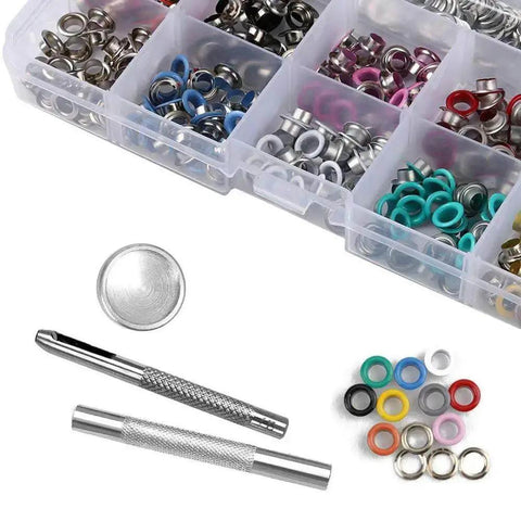 300 Set 6mm Colorful Grommets Eyelets Kit With Metal Eyelets And Installation Tool for DIY Projects, clothes, shoes, and crafts.