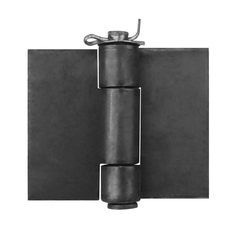 Heavy Duty Weldable Gate Butt Hinges Set, Four Pack 3-3/8 In By 3-3/8 In Weld On Door Hinges, black hinge front view
