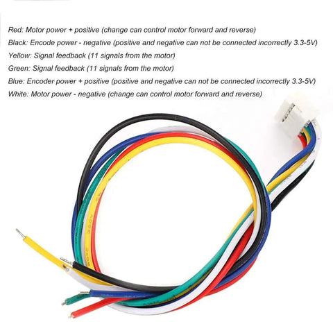 Wiring harness and connector for DC Gear Motor With Encoder 12V Stainless Steel High Torque Micro Speed Reducer Geared Motor 300 RPM