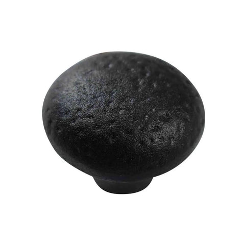 Dark Wrought Iron Cabinet Knobs 1.25 Inch Round Drawer Knobs With Mounting Hardware Black Powder Coated Antique Textured Finish