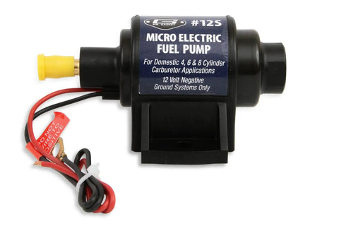 Front view of 12S Micro Electric Fuel Pump For Quick Fuel Transfer Self Priming 12V Negative Ground Vapor Lock Elimination
