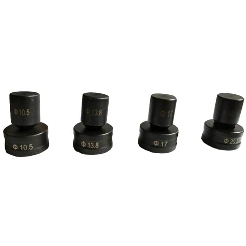 Four pairs of dies in sizes 10.5, 13.8, 17, 20.5 mm for CH70 Punch Die Hydraulic Hole Punching Tool in metal sheet stamping.