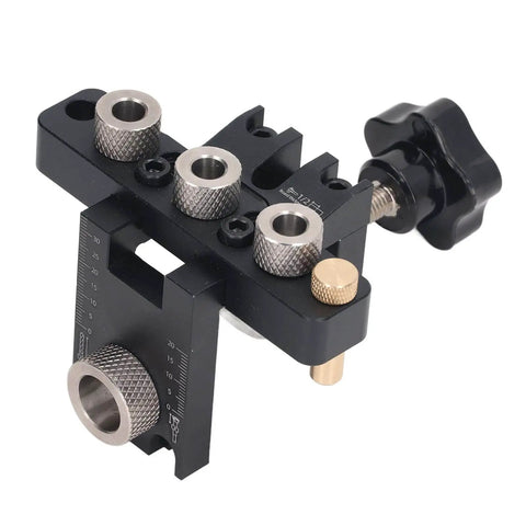 3 In 1 Doweling Jig Kit With Anodized Aluminum Body And Brass Limit Block, precise drill alignment tool with rock solid fixing clamp
