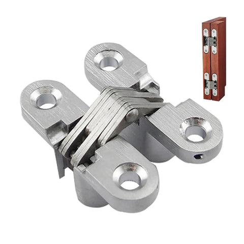 2 Pack Ball Bearing Hidden Door Hinges 180 Degree Concealed Cross Hinges With Screws For Folding Doors Windows Cabinets Furniture And Worktops