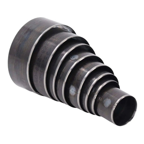 Leather Cutting Dies Set, 8 Pcs Alloy Steel Round Punch Tool Kit for Leather Craft 25-60mm, stacked die set view.
