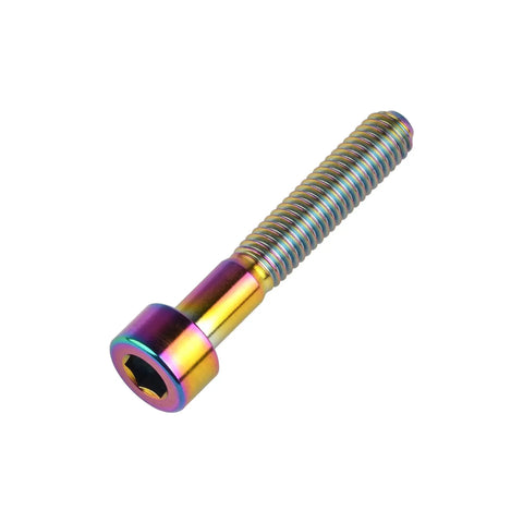 Titanium M6x40mm Hex Socket Bolt, rainbow finish, for RC models, Wanyifa brand, DIN912 compliant, side view.