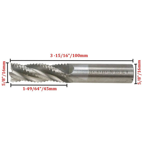 Roughing End Mill Bit Five Eighths Inch Cutting Diameter, Five Eighths Inch Shank, Four Flute HSS End Mill Cutter For Hard Materials