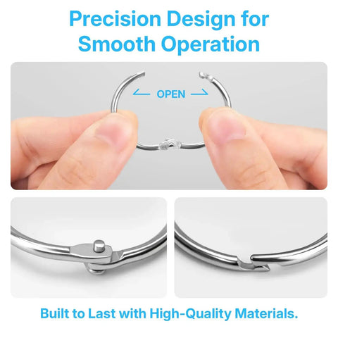 One Inch Binder Rings Set Of Fifty With Nickel Plated Metal Rings Includes Key Ring Clip And Hole Puncher open metal ring