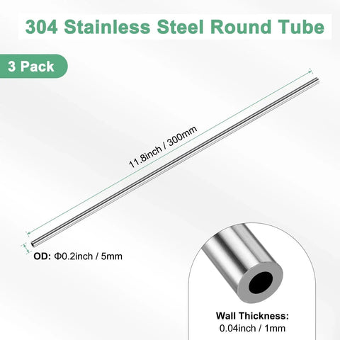 Versatile 3 Pack Stainless Steel Tubing Set For Construction Machining And DIY Projects 304 Seamless Tubing 5mm Outer Diameter