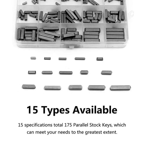 Pro Grade Parallel Square Key Set For Drives And Shafts 140 Piece Assortment A3 Carbon Steel Construction Kit Box