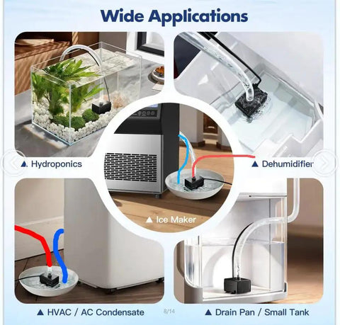 Automatic Tiny Sump Pump With Level Sensor Voltage Range 100 To 240V Lift 8.2 Ft 87 GPH Space Saving Submersible Condensate Pump For HVAC