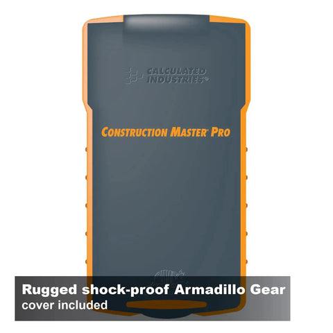 Front view of Do It All Construction Master Pro Calculator For Contractors And Builders With Feet Inch Fraction Math Quick Layouts Bids Estimates And Unit Conversions You Prefer showing rugged shock-proof cover