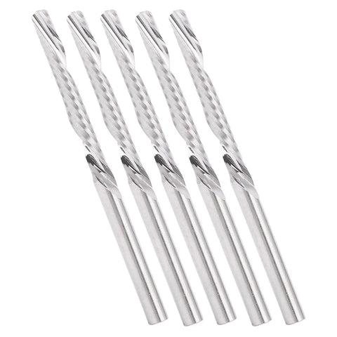 5 Pieces Straight Shank End Mills Set With Single Flute Spiral Cutters, Pro Grade Tungsten Steel End Mills, 3.175 x 3.175 x 25 x 50 mm