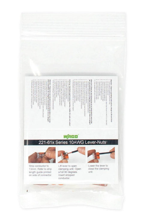 Lever Nut 10 AWG 3 Conductor Compact Wire Connectors 10 Pack Bag For Solid Stranded And Flexible Copper Wires No Tools Needed