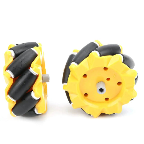 Omnidirectional Mecanum Wheel Set For Geared Motors And DIY Robot Cars 80mm with rubber coating, ABS plastic, left and right wheels