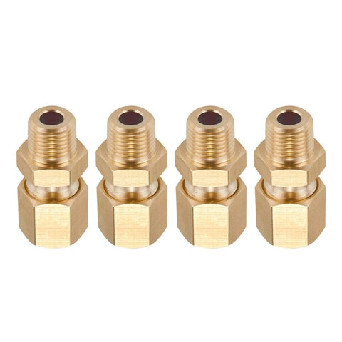 Heavy Duty Brass Tube Fitting Set Four Pack For Plumbing Pros One Quarter Inch Tube OD To One Quarter Inch NPT Male Straight Couplers Adapters