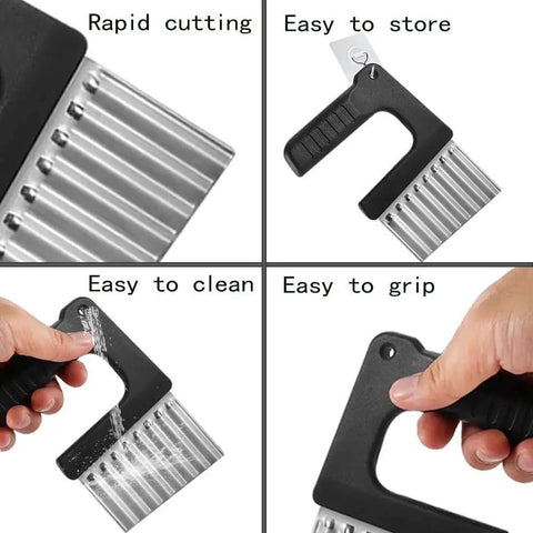 Wavy Crinkle Cutter Knife For Veggies And Potatoes With Stainless Steel Blade And Rust Resistant ABS Handle details