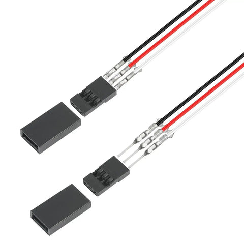 20 Sets 3P RC Servo Connector Kit with male and female plugs, crimp pins, 2.54mm pitch, brass nickel plated, fits Futaba JR Hitec Spektrum