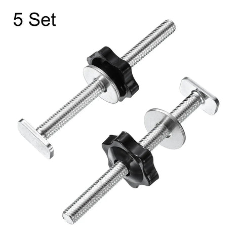 5 Piece T Track Bolts And Knob Kit For Woodworking Jigs And Fixtures M8 X 100mm Bolts With 32mm Knob Heads Brass Inserted Plastic Knobs