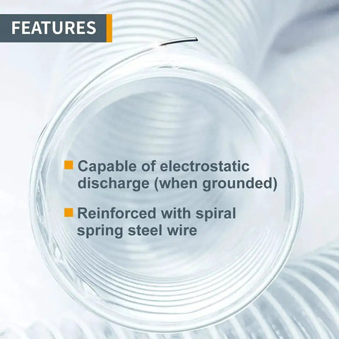 6 Inch By 20 Foot Ultra Flexible Clear PVC Dust Collection Hose Spiral Design Tough As Nails Heavy Duty