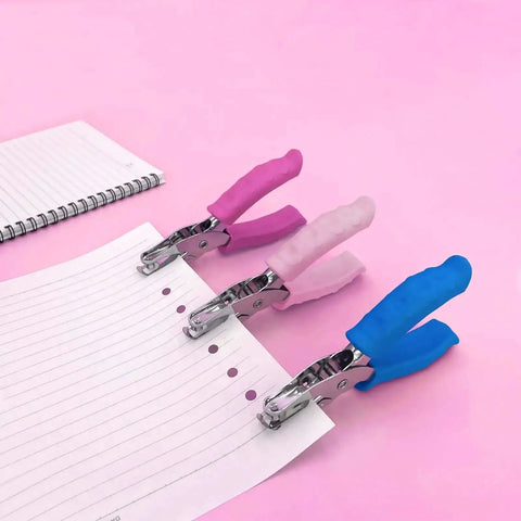 One Quarter Inch Hole Punch For Crafts With Pink Soft Grip Handle, Handheld Puncher for tags, cards, scrapbooking, and DIY projects
