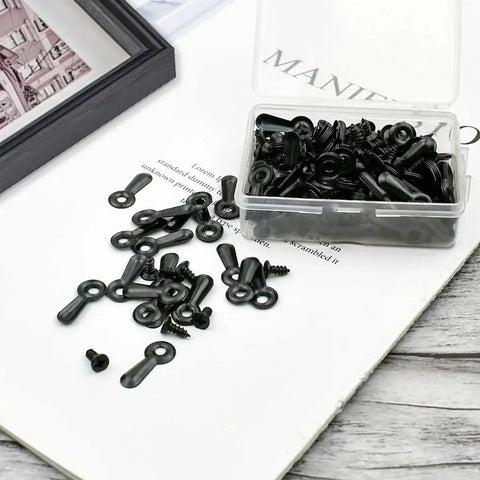 Pro Grade 160 Piece Metal Picture Frame Hardware Kit With 160 Screws And Turn Button Fasteners Black Finish Includes Hanging Hangers