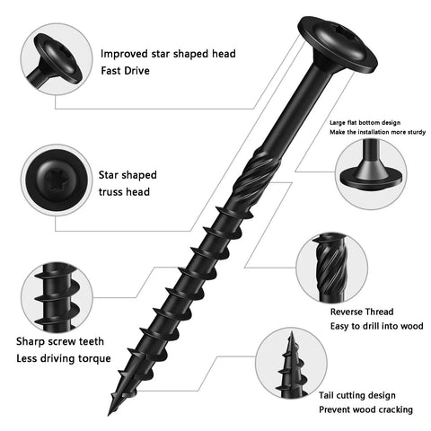 Heavy Duty Lag Screws For Wood 8 By 1 Inch Self Tapping Structural Screws With Washer Head T30 Star Drive Rust Resistant
