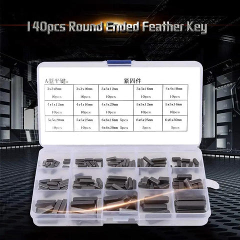 140Pcs Keyway Set With 8 To 30 Mm Round Ended Keys For Parallel Drive Shafts GBSCLOVER A3 Carbon Steel Feather Key Kit