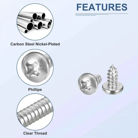 Close-up of screws and tweezers from Laptop Repair Screw Kit With 1200 Self Tapping Phillips Screws In M1.2 To M1.7 Sizes Plus Elbow Tweezers Carbon Steel Nickel Plated Silver Finish Pro Grade For Upgrades And Notebook Repairs.
