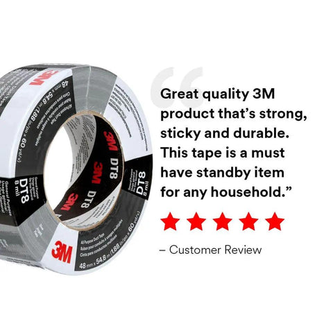 Three rolls of Industrial Strength Silver Duct Tape 1.88 Inch By 60 Yard Pack Of 3 with customer review and 5-star rating