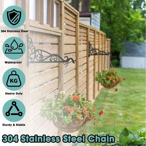 SUS304 stainless steel hanging chain with flowers, rust resistant, 10 feet, 0.08 inches thick, supports 80 lbs, outdoor use