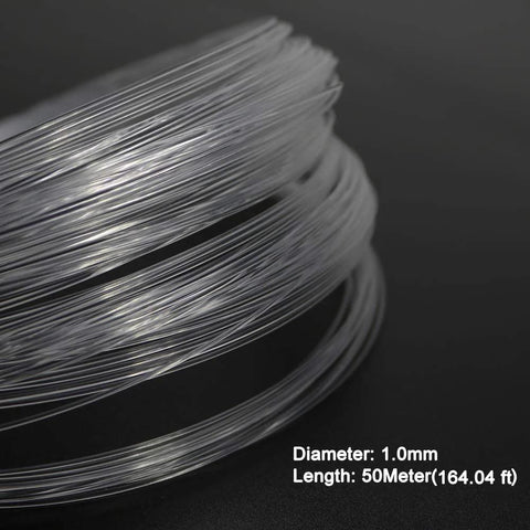 AZIMOM PMMA fiber optic cable spool, 1.0 mm diameter, 50 m length, clear cable for star sky ceiling lighting.