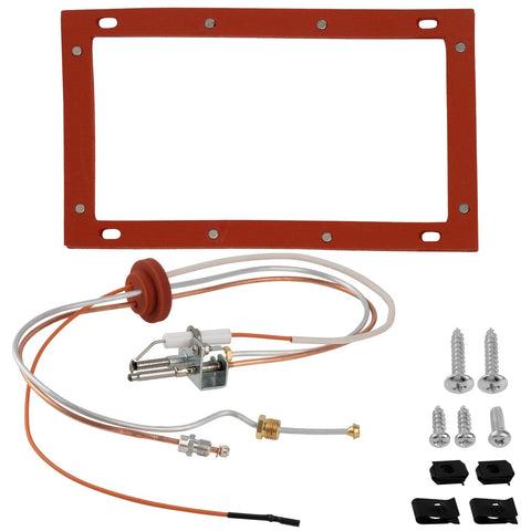 Pilot and igniter replacement kit for natural gas water heater; red frame, ignition electrode, wiring, screws