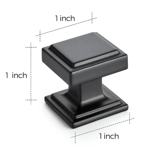 Matte Black Square Cabinet Knobs 15 Pack 1 Inch Diameter Zinc Solid Drawer Pulls Farmhouse Cabinet Hardware Handles for Cupboard Dresser Closet