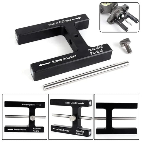 BARTOO brake adjustment tool for master cylinder push rod, black aluminum body with rounded pin end and steel rod