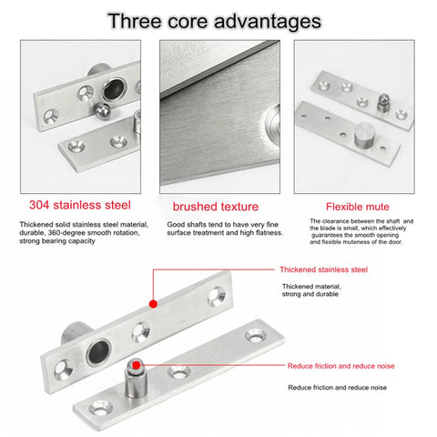 Three core advantages of 2 Pack Hidden Door Pivot Hinges Solid Stainless Steel Concealed Hinges For Bookcase And Secret Doors 270°-360°